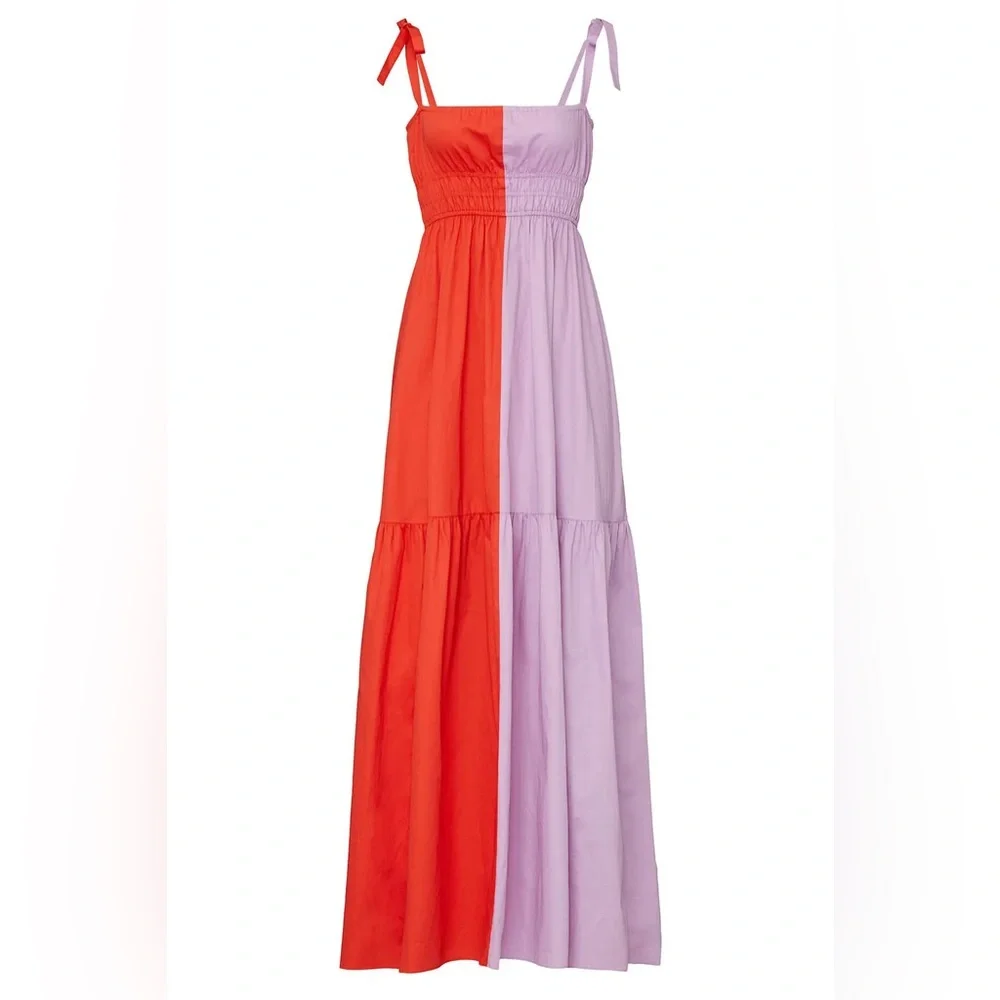 Cynthia Rowley Bryn Colorblock Maxi Dress with tie straps - Picture 3 of 9